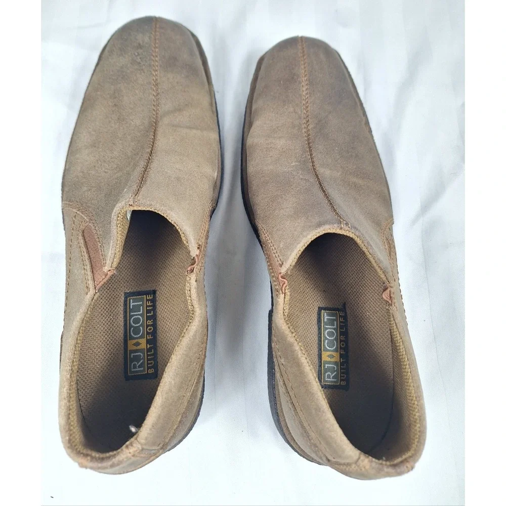 RJ Colt Finley Mens Brown Leather Slip On Loafer Shoes‎ Size 10M